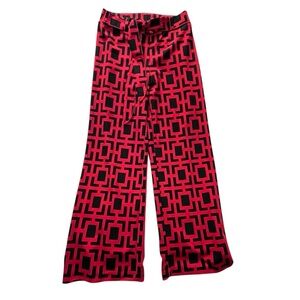 Ashley Blue Geometric Print Wide Leg Palazzo Pants Red Black S